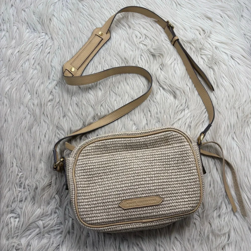 Aimee Kestenberg Woven Straw Crossbody Bag Coastal Resort Vacation Beach Boho